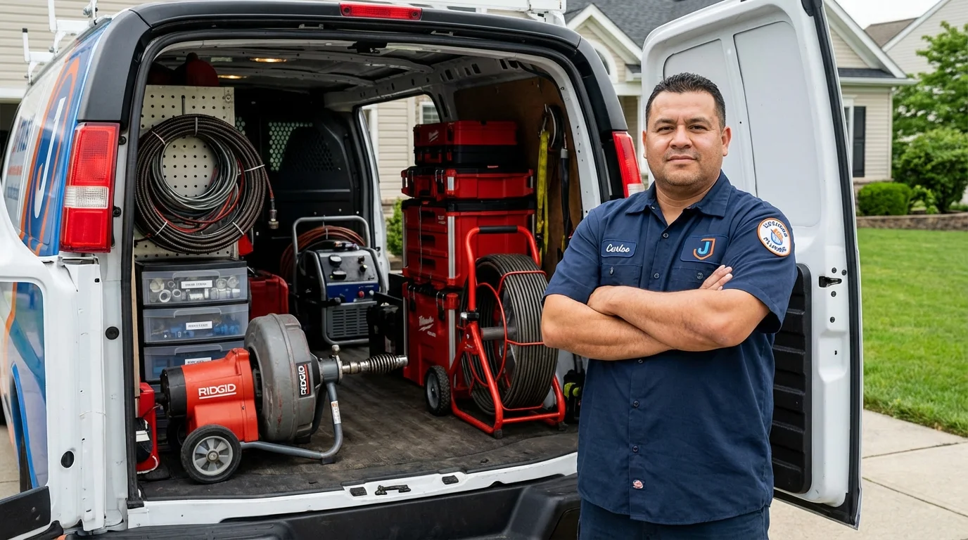 Professional drain cleaning equipment and Johns Plumbing LLC plumber in New Cumberland