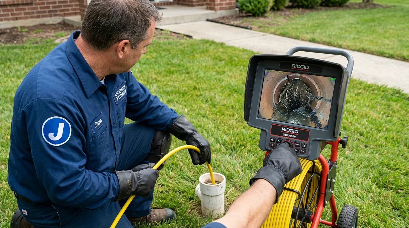 Sewer camera inspection being performed by Johns Plumbing LLC in New Cumberland